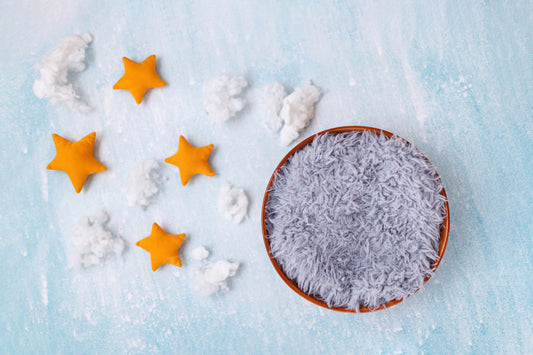 Fox Newborn Vinyl backdrop with Clouds and Stars on Blue Backdrop