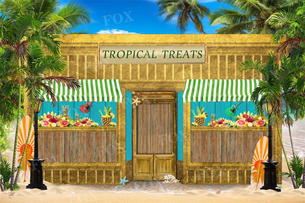 Fox Summer Tropical Treats Beach Photography Fabric/Vinyl Backdrop