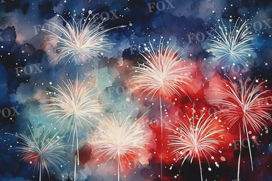 Fox Independence Day Fireworks Night Vinyl Backdrop