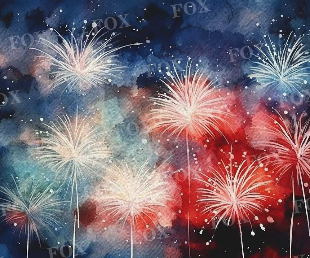 Fox Independence Day Fireworks Night Vinyl Backdrop