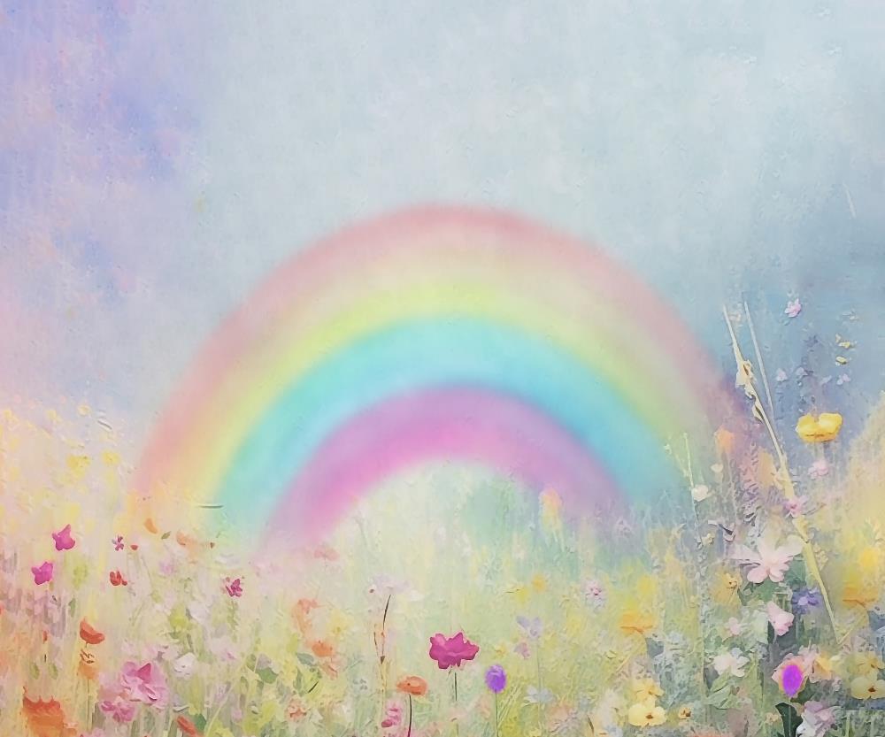 Fox Rainbow Flower Field Vinyl Backdrop Designed By Blanca Perez