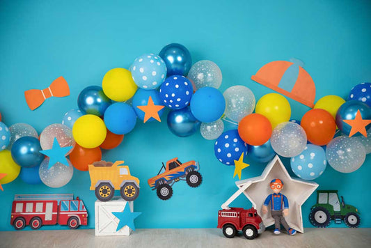 Fox Blippi Car Vinyl Backdrop Balloons Designed By Blanca Perez - Foxbackdrop