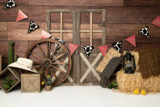 Fox Cowboy Farm Vinyl Photography Backdrop Designed By Newbornphotographyms - Foxbackdrop