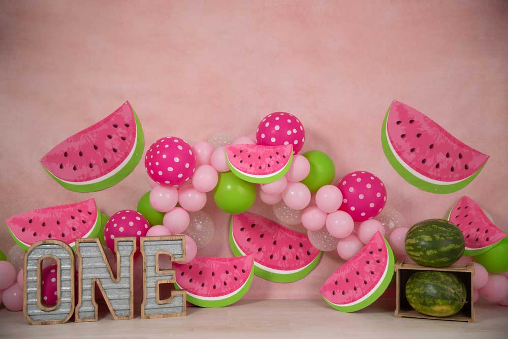 Fox Rolled Watermelon Birthday Pink Vinyl Summer Backdrop Designed By Blanca Perez - Foxbackdrop