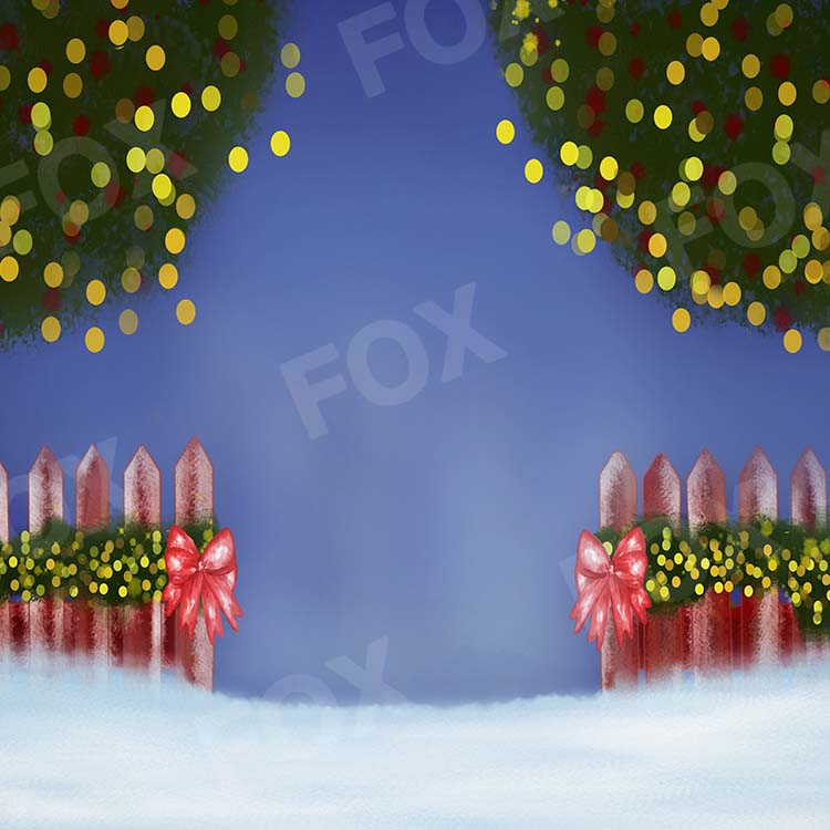 Fox Rolled Christmas Trees Night Shine Vinyl Backdrop - Foxbackdrop
