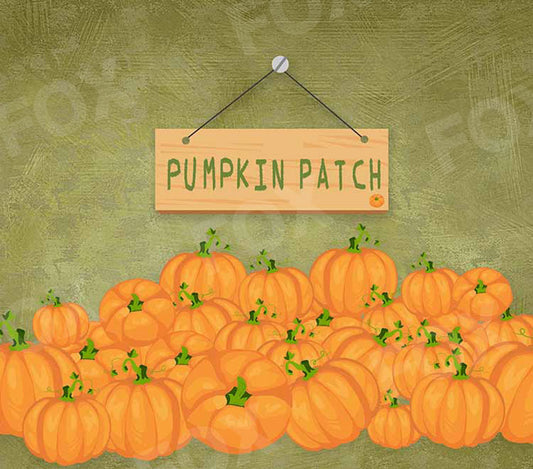 Fox Retro Autumn Pumpkin Patch Vinyl Backdrop - Foxbackdrop