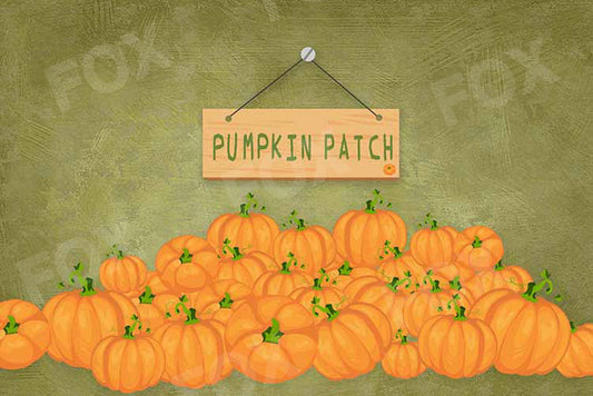 Fox Retro Autumn Pumpkin Patch Vinyl Backdrop - Foxbackdrop