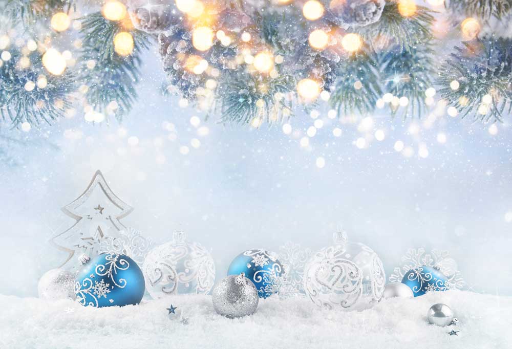Fox Rolled Christmas Trees Snow Light Vinyl Backdrop - Foxbackdrop