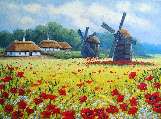 Fox Retro Autumn Windmill Bumper Harvest Vinyl Backdrops - Foxbackdrop