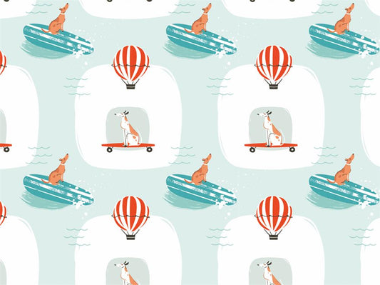 Fox Rolled hot-air-balloon Cartoon Children Vinyl Photo Backdrop - Foxbackdrop