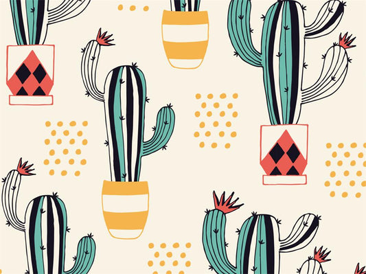Fox Rolled Vinyl Cartoon Desert Cactus Children Backdrop - Foxbackdrop