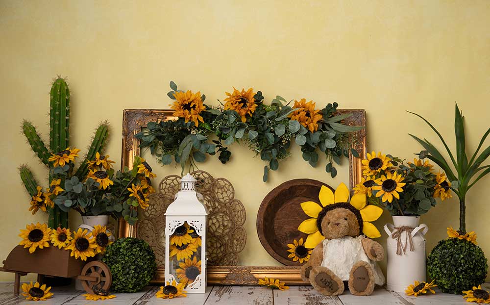 Fox Rolled Cactus Chrysanthemum Yellow Vinyl Backdrop Designed By Blanca Perez - Foxbackdrop