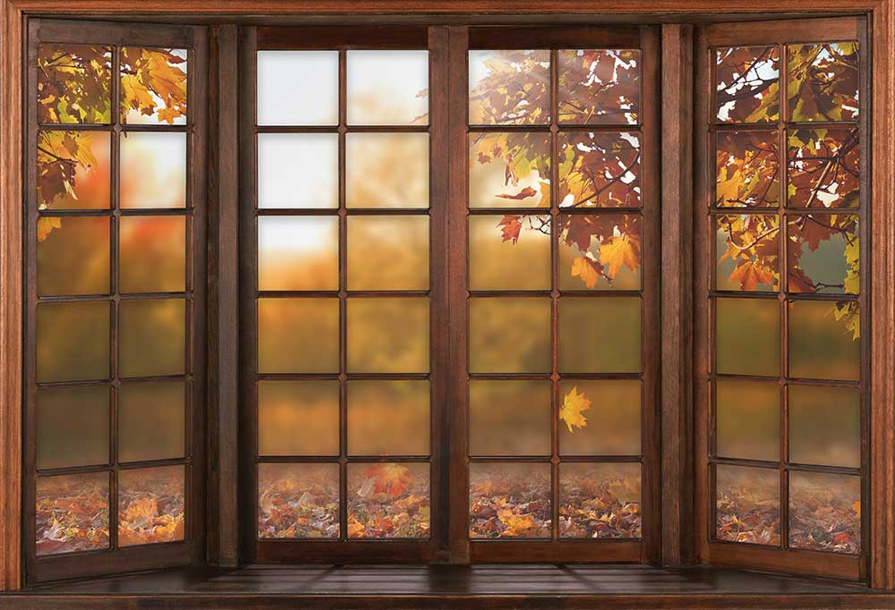 Fox Rolled Autumn Fallen Leaves Window Vinyl Backdrop - Foxbackdrop