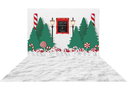 Fox Christmas Shop Backdrops+ Vinyl White Snowfield Backdrops combo set