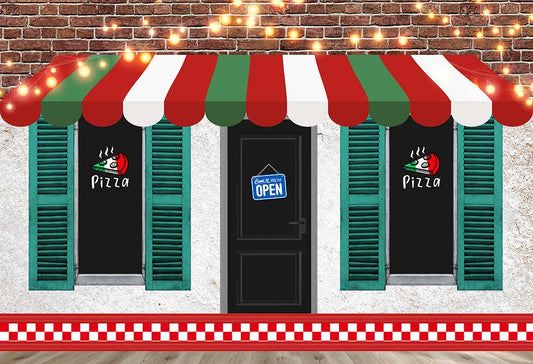 Fox Rolled Pizza Shop Window Children Vinyl Backdrop - Foxbackdrop