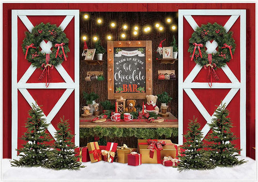 Fox Christmas Shop Gift Tree Photography Vinyl Photo Backdrop
