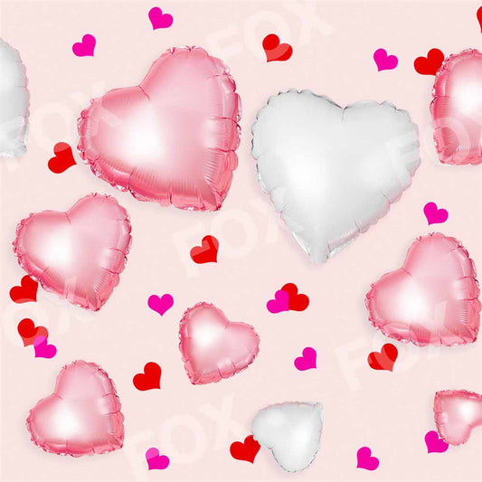 Fox Pink Valentine Balloons Vinyl Backdrop