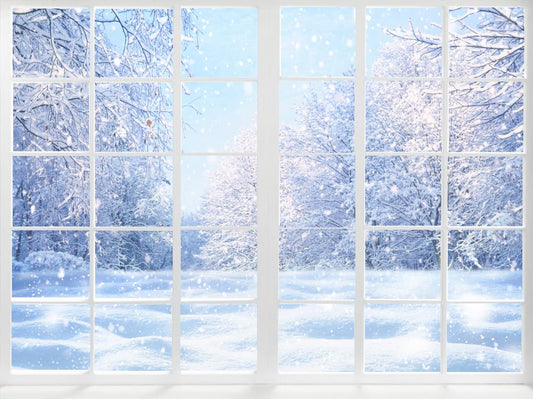 Fox Snow Outside the Window Winter Vinyl Backdrop