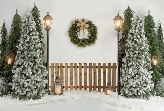 Fox White Christmas Tree Fabric/Vinyl Photo Backdrop