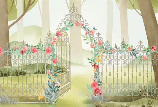 Fox Spring Garden Railing Vinyl Photography Backdrop