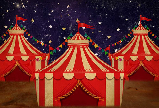 Fox Circus Theme Evening 3 Tents Vinyl Photography Backdrop