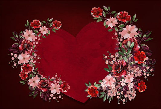 Fox Red Love And Red Flowers Valentine's Day Vinyl Backdrop