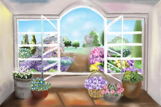 Fox Spring Window Painted Photography Vinyl/Fabric Backdrop Designed by JT photography