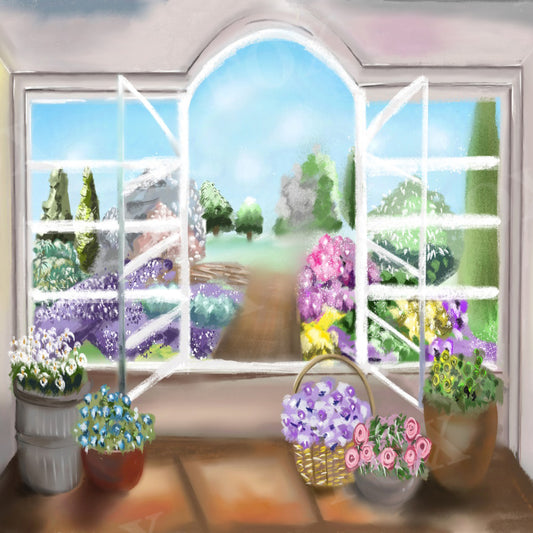 Fox Spring Window Painted Photography Vinyl/Fabric Backdrop Designed by JT photography