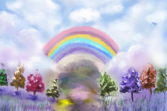 Fox Spring Painted Rainbow Photography Vinyl/Fabric Backdrop Designed by JT photography