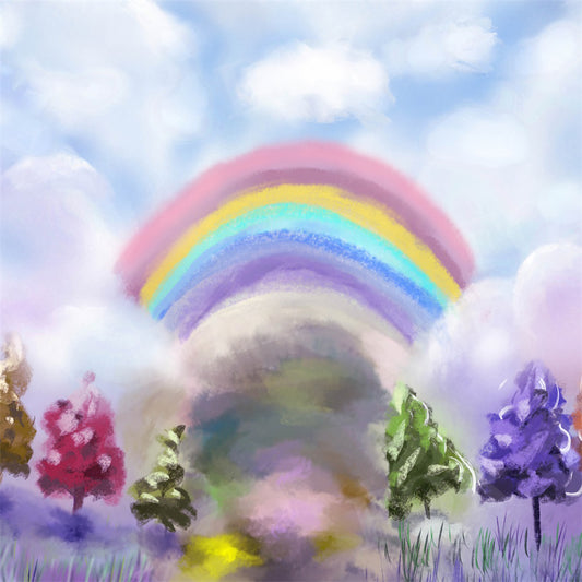 Fox Spring Painted Rainbow Photography Vinyl/Fabric Backdrop Designed by JT photography