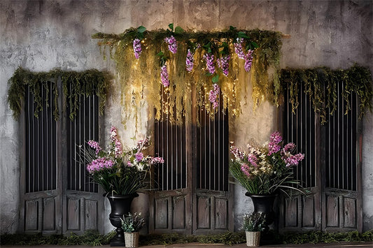 Fox Spring Wisteria Flower Door Photography Vinyl Backdrop