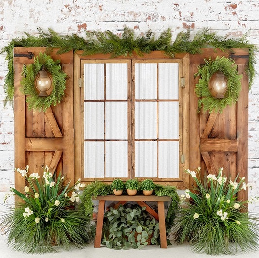 Fox Spring Window Green Photography Vinyl Backdrop