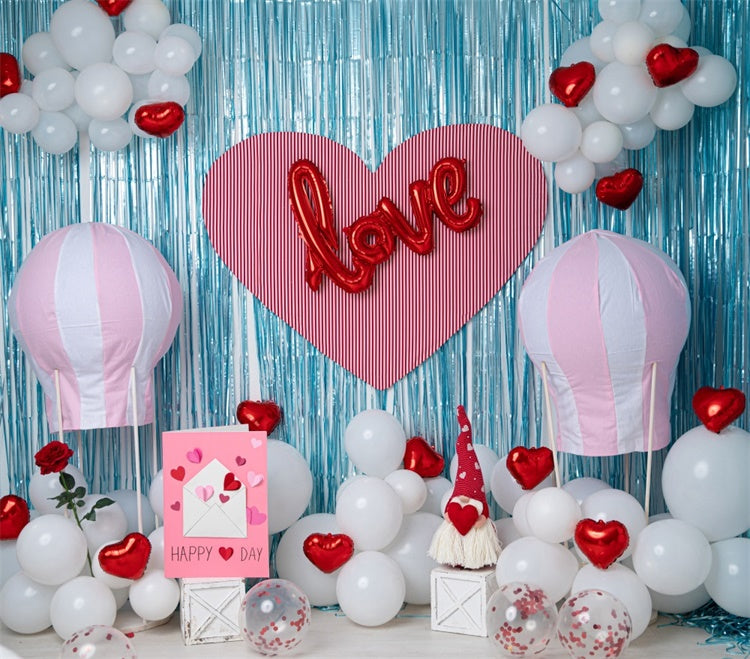 Fox Valentine's Day Hot Air Balloon Vinyl Backdrop Designed By Blanca Perez