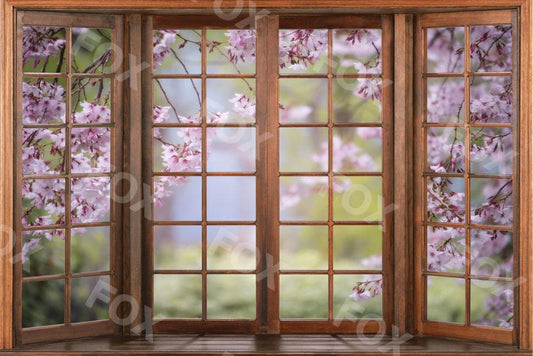 Fox Spring Window Flowers Photography Vinyl Backdrop