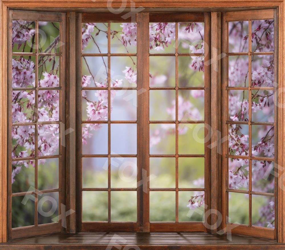 Fox Spring Window Flowers Photography Vinyl Backdrop