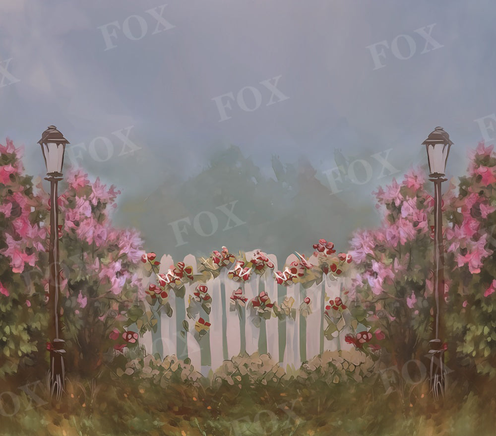 Fox Spring Garden Grass and Flowers Photography Vinyl Backdrop