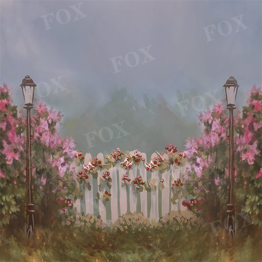 Fox Spring Garden Grass and Flowers Photography Vinyl Backdrop