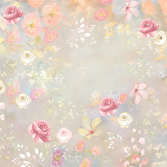 Fox Floral Various Flowers Vinyl Photography Backdrop