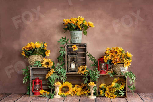 Fox Spring Sunflower Photography Vinyl Backdrop