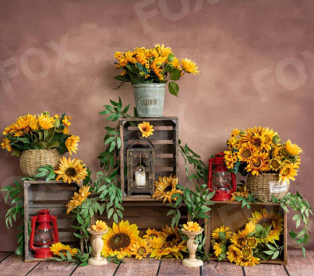Fox Spring Sunflower Photography Vinyl Backdrop