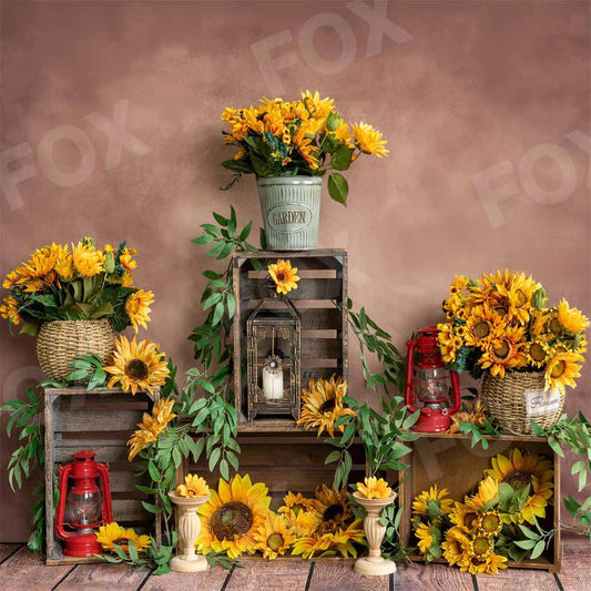 Fox Spring Sunflower Photography Fabric/Fabric/Vinyl Backdrop