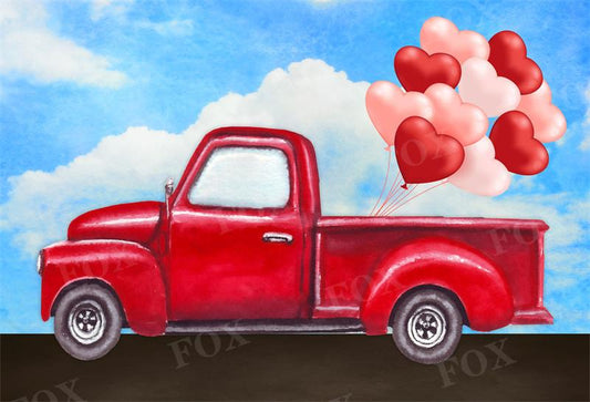 Fox Red Valentine's Day Car Balloons Vinyl Backdrop