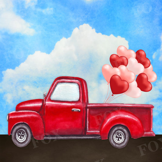 Fox Red Valentine's Day Car Balloons Vinyl Backdrop