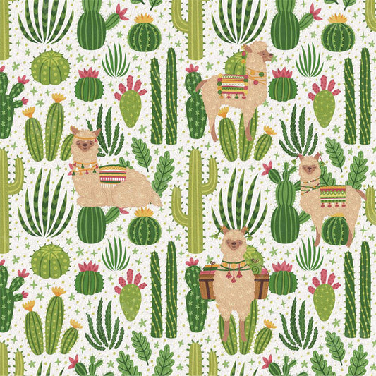 Fox Vinyl Summer Cartoon Cactus and Llama Photography Backdrop