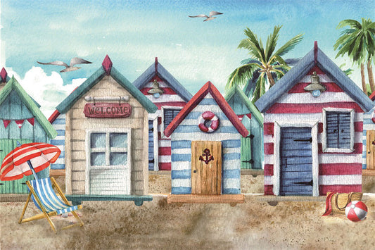 Fox Summer Seaside Resort Store Vinyl Photography Backdrop