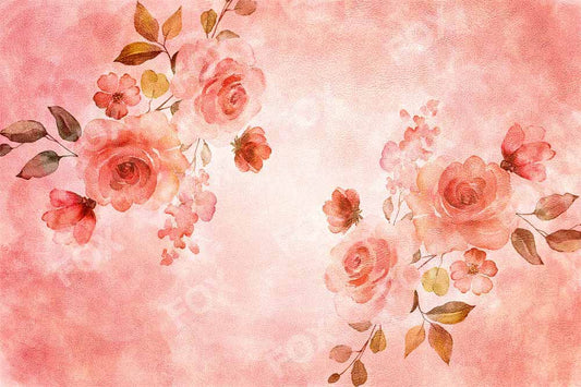 Fox Floral Red Vintage Flowers Vinyl Photography Backdrop