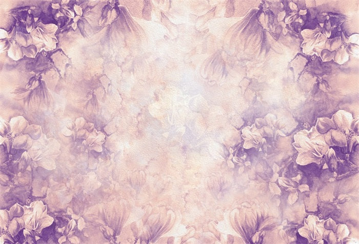 Fox Girly Light Purple Flowers Vinyl Photography Backdrop