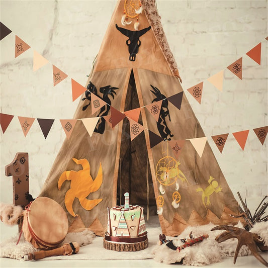 Fox Indian Theme Safari Birthday Party Vinyl Photography Backdrop