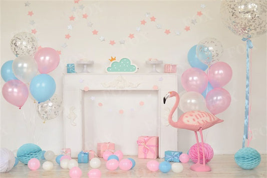 Fox Pink Birthday Swan Vinyl Photography Backdrop