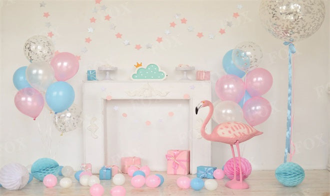 Fox Pink Birthday Swan Vinyl Photography Backdrop